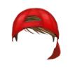Red cap with hair